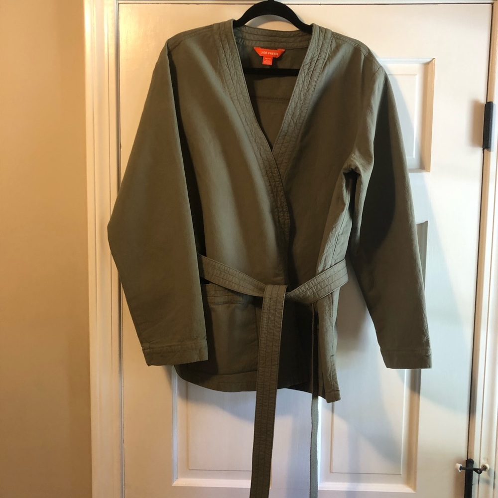 Joe Fresh olive green kimono jacket with belt